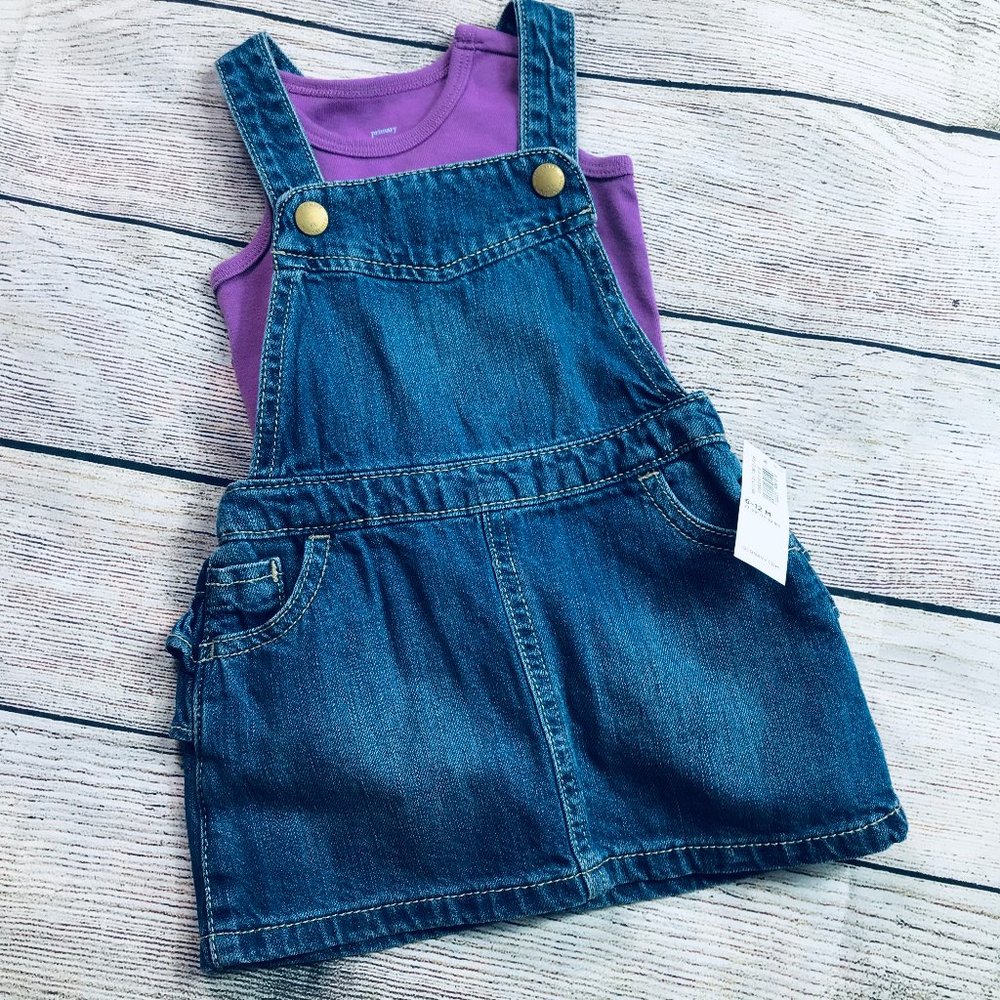 NWT Old Navy 6-12m denim jumper + NWT Primary tank